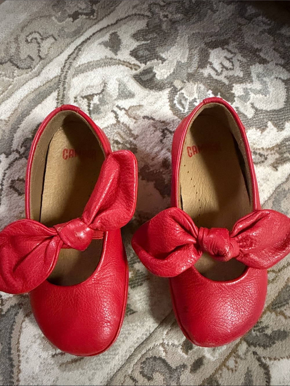 Camper Girls' Red Bow Ballet Flats